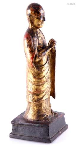 镀金青铜雕像，明代（1368 - 1644年），来自比利时范涅文霍夫收藏系列（Van Nieuwenhove Collection Belgium），高21厘米。