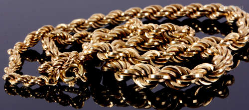14 Kt. gouden gevlochten collier, L.44 cm., 13,4 gr.