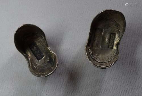 TWO CHINESE SILVER INGOTS