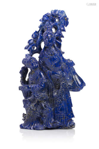 Chine, vers 1960  Groupe en lapis-lazuli