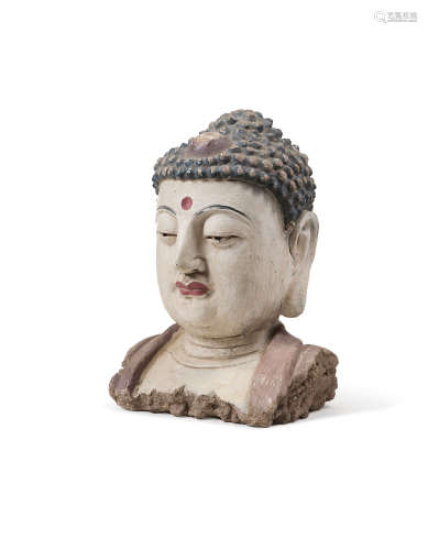 CHINE, style Ming, XIXème siècle  Importante tête de bouddha