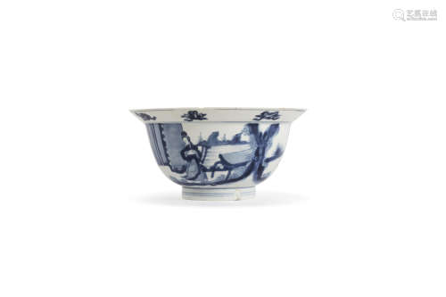 Chine, période Kangxi  Bol en porcelaine bleu blanc