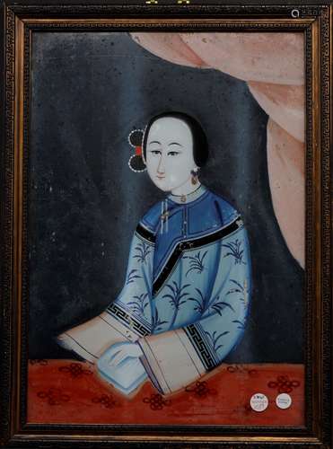 Qing Dynasty Lady glass painting