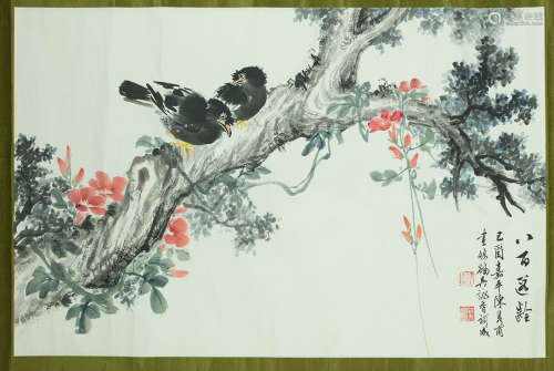 Floral and bird painting by Chen Jun Fu.