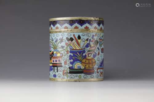 Cloisonné enamel brass jar with cover