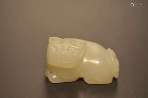 Carved white jade mythical beast
