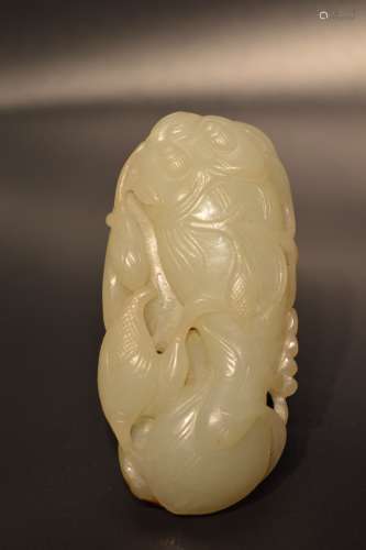 White jade carved auspicious fish