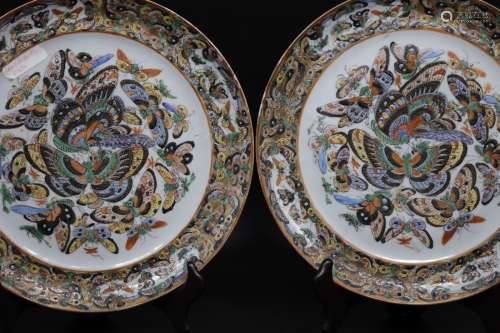 A pair of A Hundred Butterflies famille rose porcelain