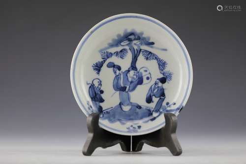 Blue and White figures porcelain dish