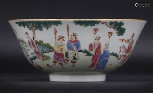 Wucai figures painting bowl with Jiaqing mark