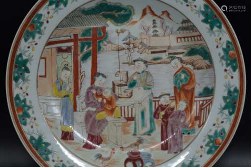 Wucai figures painting plate