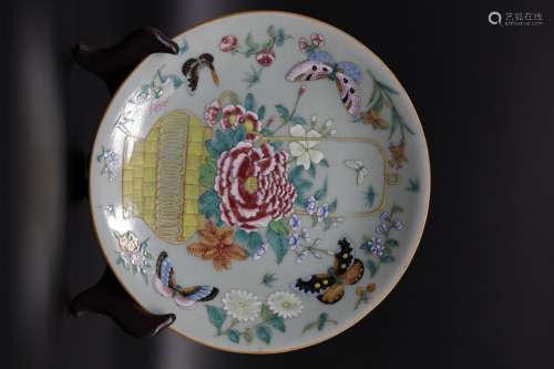 Chinese export floral basket and butterflies plate