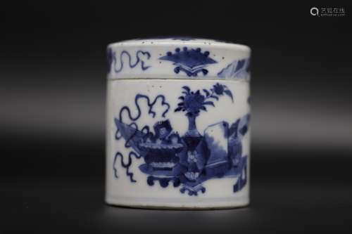 Blue and White ginger jar with cover