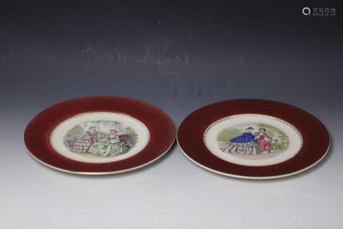 Western famille-rose figures plates