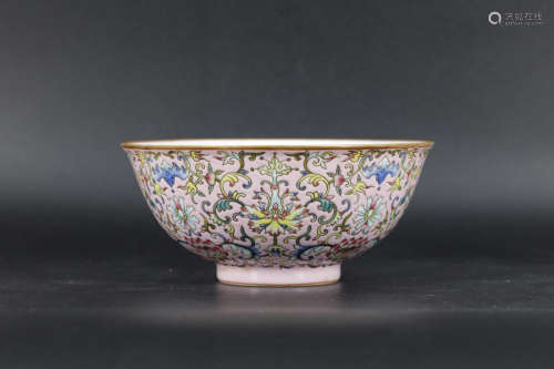 Famillie-rose floral bowl with Guangxu mark
