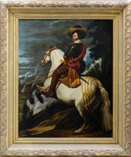 Veger signed oil on canvas of a man on horse