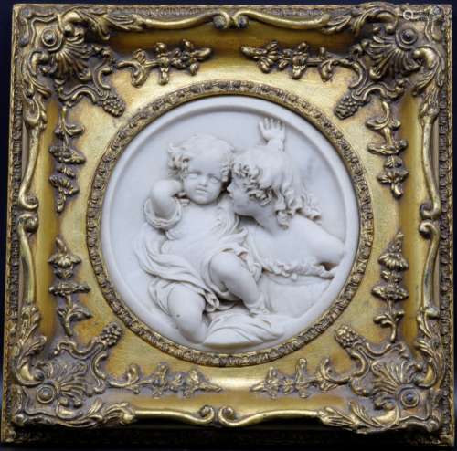 A cast marble roundel of children playing 1st June 1848