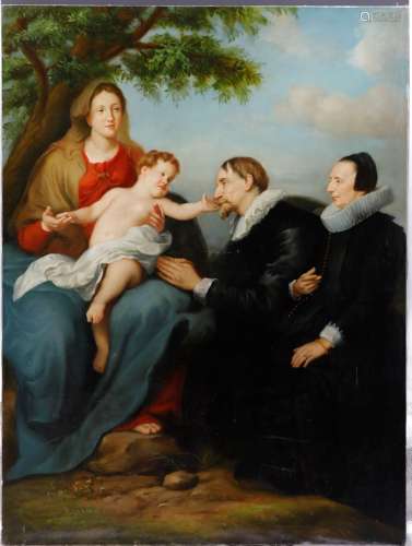 Oil on canvas of a family