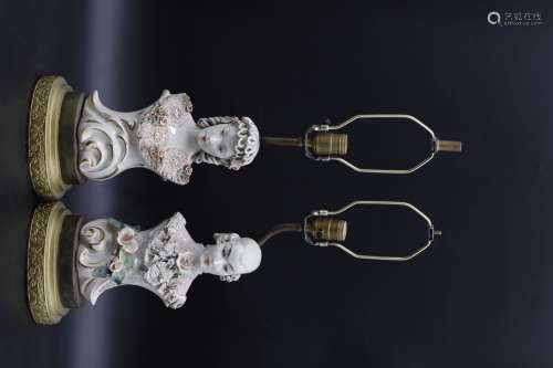 French noble Count & Countess table lamp (c1910)