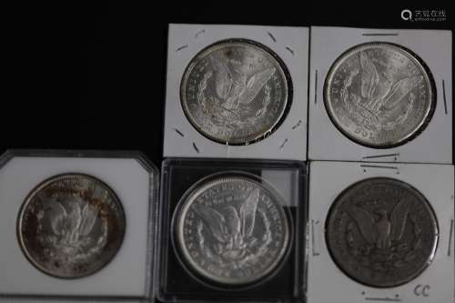 5 Morgan dollars 1878CC 1879CC 1879S 1880O 1883CC