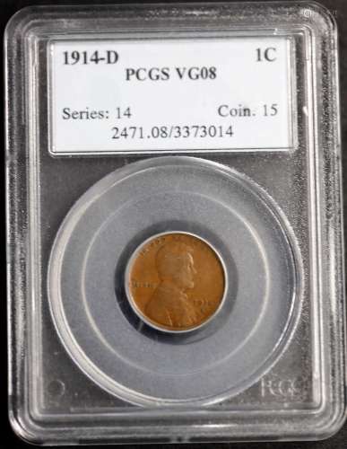 1914 D Lincoln Wheat Penny PCGS VG08