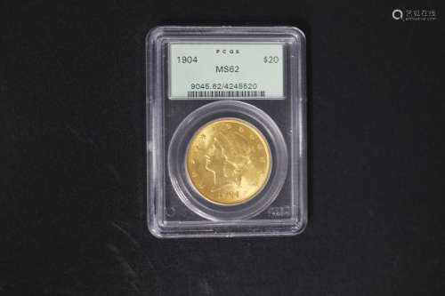 1904 Liberty head 20 dollars gold coin PCGS graded MS62