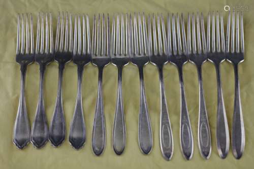 Twelve silver forks