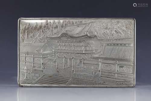 Japanese carved silver cigar box Nikko