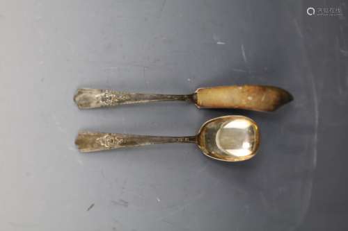 Silver knife and spoon