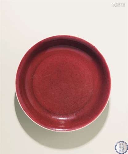 明宣德 霁红釉盘