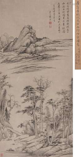 黄鼎（1660～1730） 仿倪云林山水 立轴 水墨纸本