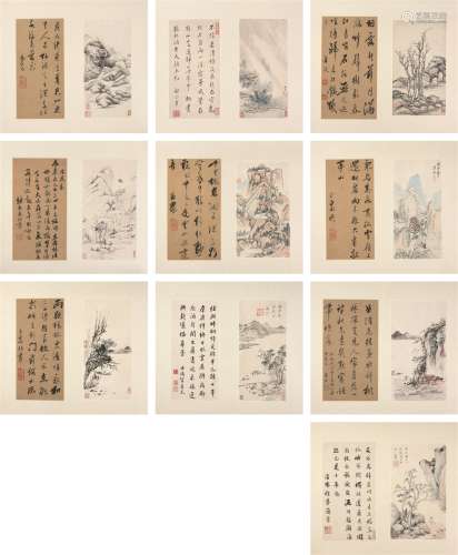 高简（1634～1707）等 山水册页 册页 （十开） 设色纸本