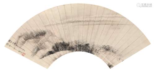 张崟（1761～1829） 春雨江城 镜心 设色纸本