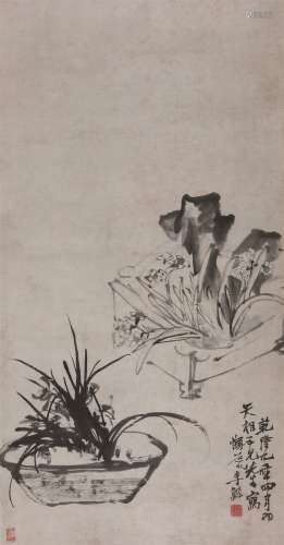 李鱓（1686～1762） 兰花水仙图 立轴 水墨纸本