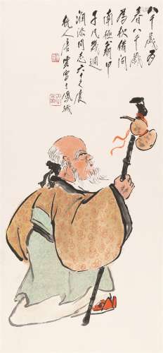 唐云（1910～1993） 祝寿图 立轴 设色纸本