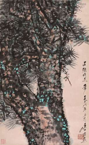 唐云（1910～1993） 松 立轴 设色纸本
