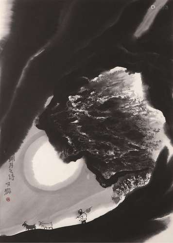 贾又福（b.1942） 明月之诗 镜心 水墨纸本