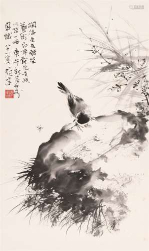 黎雄才（1910～2001） 梅雀图 镜心 水墨纸本
