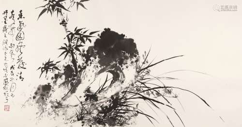 黎雄才（1910～2001） 兰竹图 镜心 水墨纸本