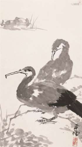 李苦禅（1899～1983） 水鸟 镜心 水墨纸本