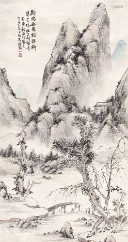 陈半丁（1876～1970） 杜甫诗意图 立轴 设色纸本