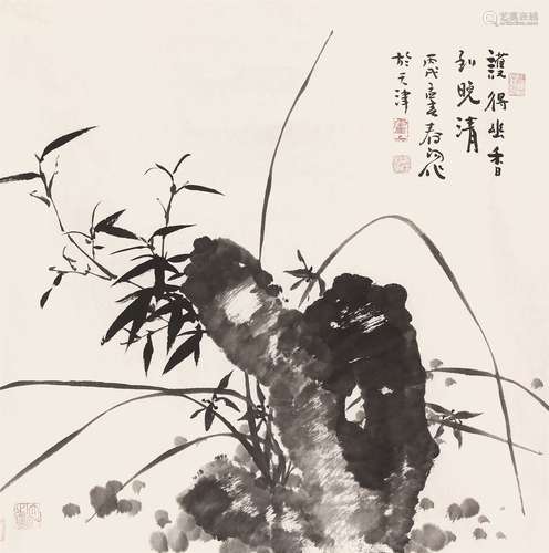 霍春阳（b.1946） 兰竹 镜心 水墨纸本