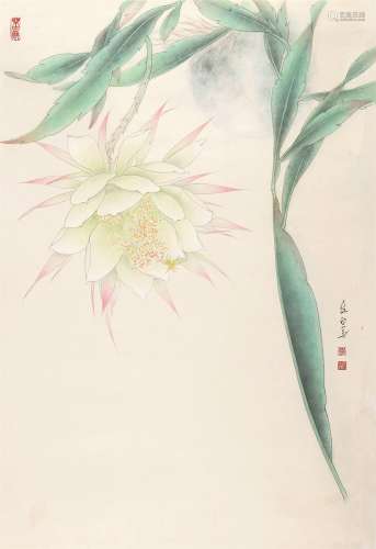 李长白（1916～2005） 工笔花卉 镜心 设色纸本