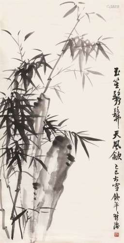 符铁年（1886～1947） 竹石图 镜心 水墨纸本