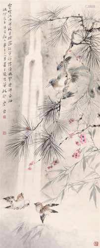 唐云（1910～1993） 松间鸣禽图 立轴 设色纸本