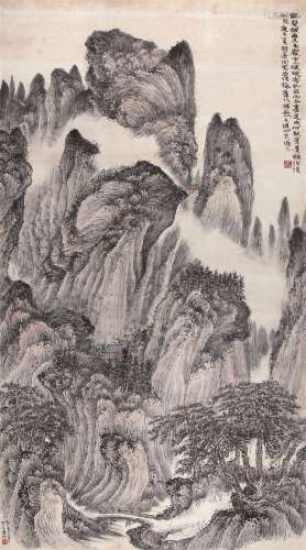 贺天健（1891～1977） 千岩万壑 立轴 设色纸本