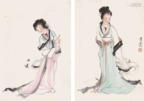 吴青霞（1910～2008） 双美图 镜心 设色纸本