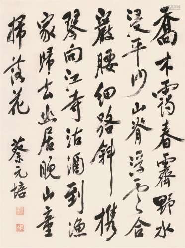 蔡元培（1868～1940） 行书五言诗 立轴 水墨纸本