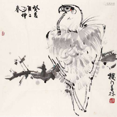 韩美林（b.1936） 鹰 镜心 设色纸本