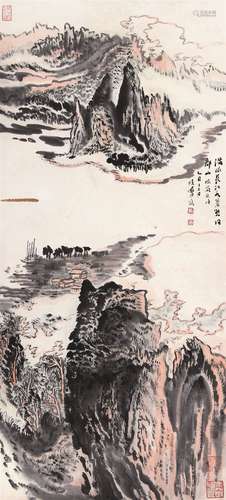 陆俨少（1909～1993） 陈简斋诗意图 立轴 设色纸本